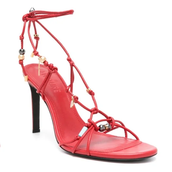 $598 Zadig & Voltaire Alana Leather charm jewel stone strappy Sandals High Heels - Picture 3 of 15